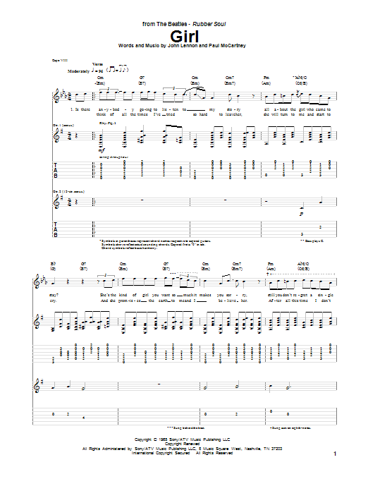 Girl (Guitar Tab) von The Beatles