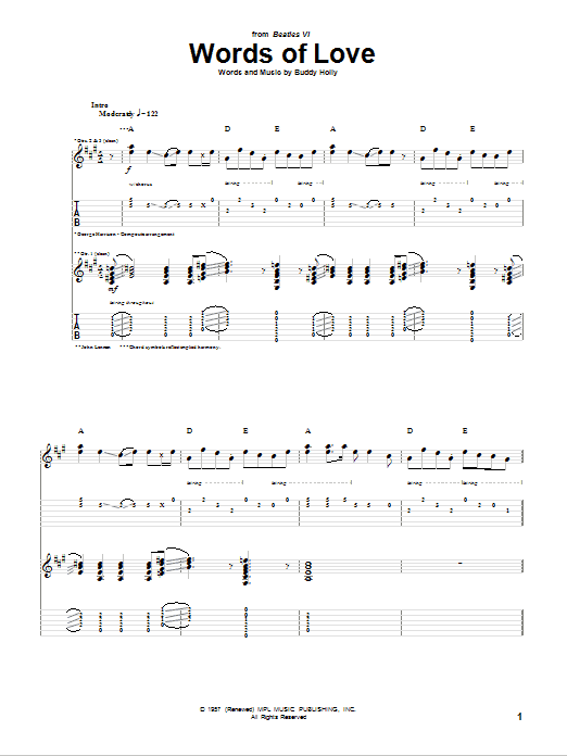 Words Of Love (Guitar Tab) von The Beatles