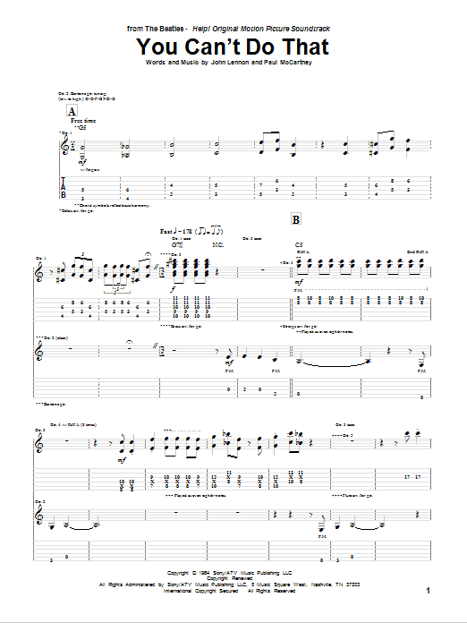 You Can't Do That (Guitar Tab) von The Beatles