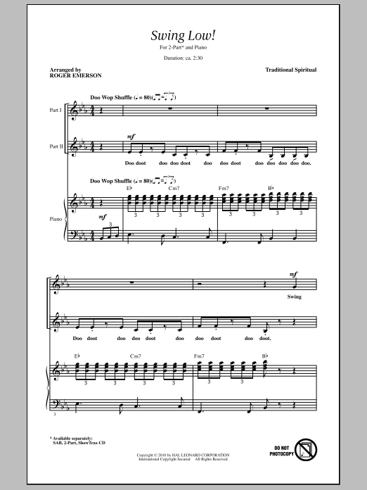 Swing Low, Sweet Chariot (2-Part Choir) von Roger Emerson
