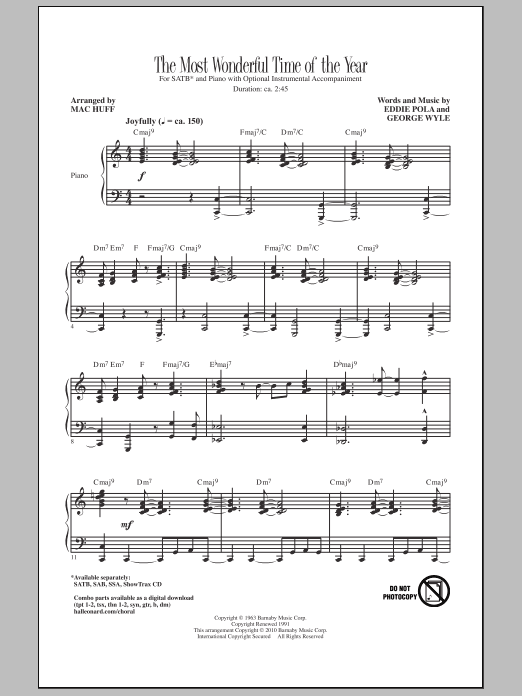 The Most Wonderful Time Of The Year (SATB Choir) von Mac Huff