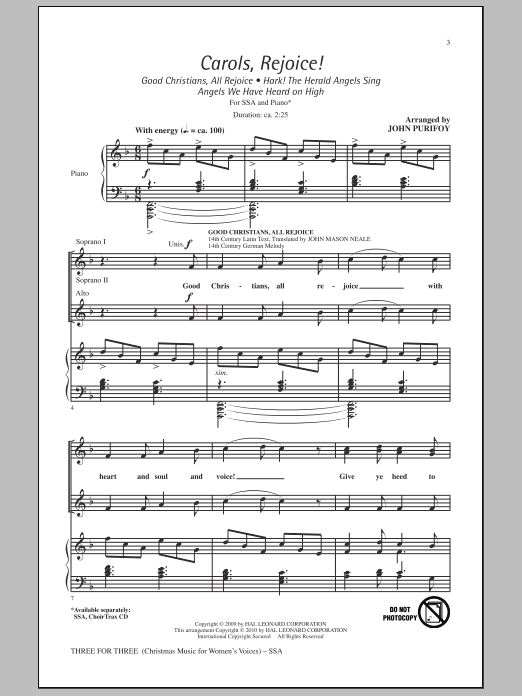 Three For Three - Three Songs For Three Parts - Volume 3 (SSA Choir) von John Purifoy