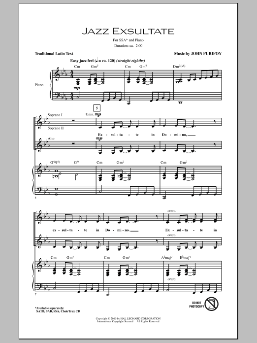 Jazz Exsultate (SSA Choir) von John Purifoy