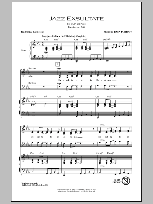 Jazz Exsultate (SAB Choir) von John Purifoy