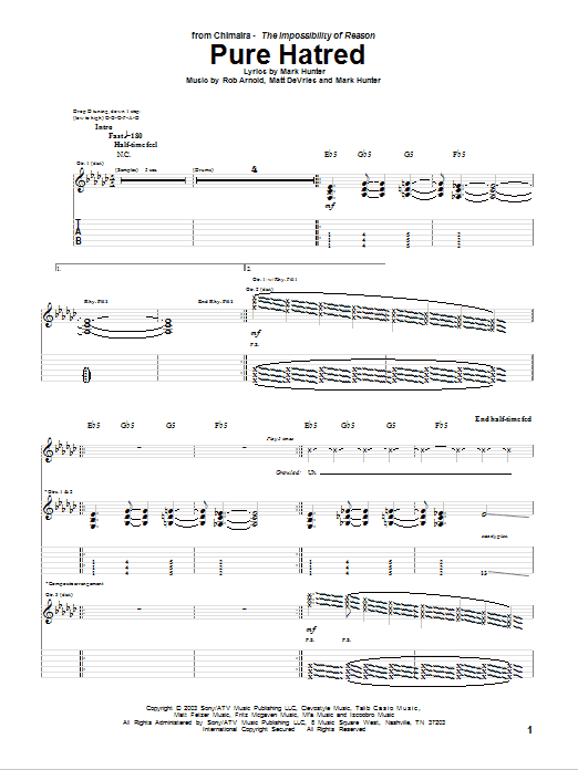 Pure Hatred (Guitar Tab) von Chimaira