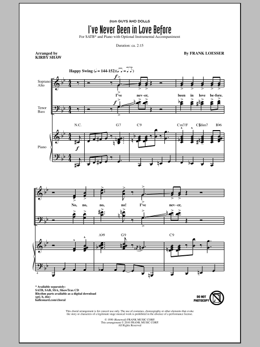 I've Never Been In Love Before (SATB Choir) von Kirby Shaw