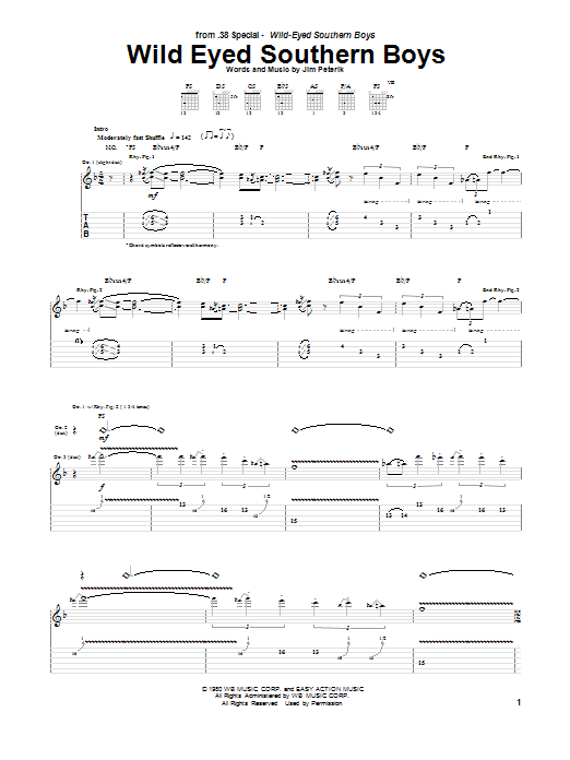 Wild Eyed Southern Boys (Guitar Tab) von 38 Special