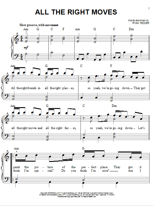 All The Right Moves (Easy Piano) von OneRepublic