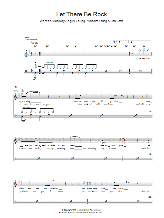 Let There Be Rock (Drums) (Lead Sheet / Fake Book) von AC/DC