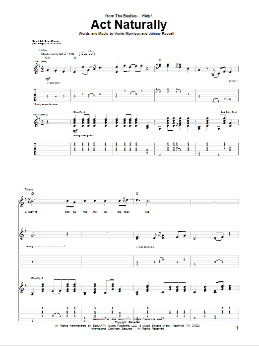 Act Naturally (Guitar Tab) von The Beatles