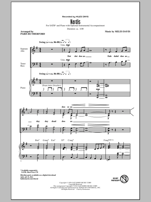 Nardis (SATB Choir) von Paris Rutherford