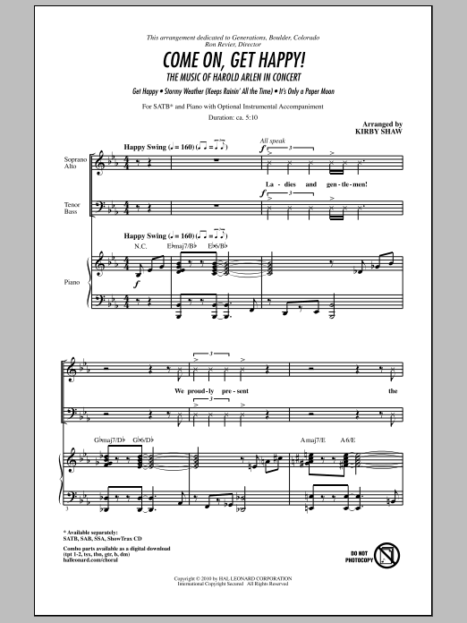 Come On, Get Happy! The Music Of Harold Arlen In Concert (Medley) (SATB Choir) von Kirby Shaw
