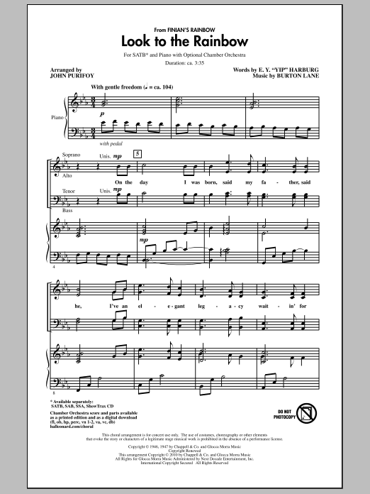 Look To The Rainbow (from Finian's Rainbow) (SATB Choir) von John Purifoy