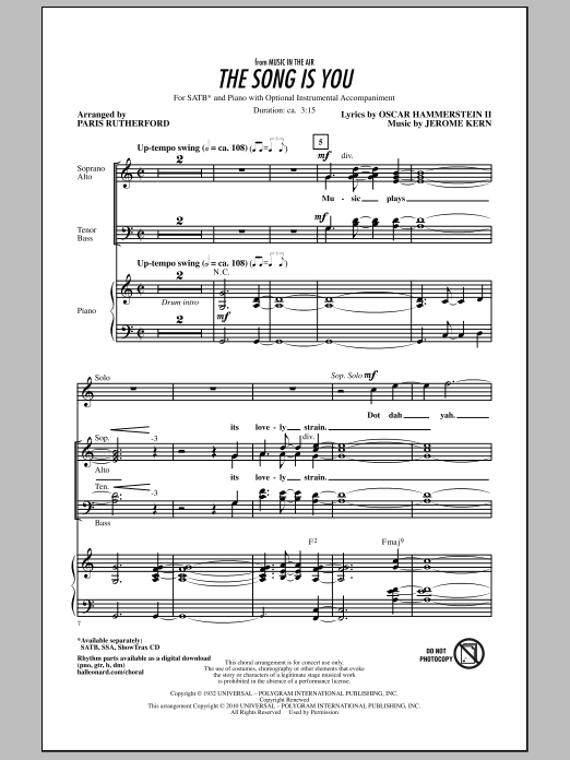 The Song Is You (SATB Choir) von Paris Rutherford