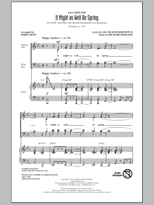 It Might As Well Be Spring (SATB Choir) von Kirby Shaw