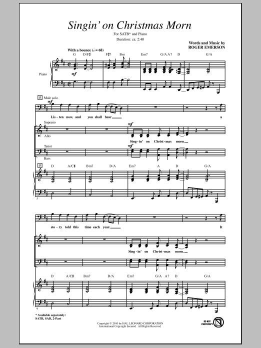 Singin' On Christmas Morn (SATB Choir) von Roger Emerson
