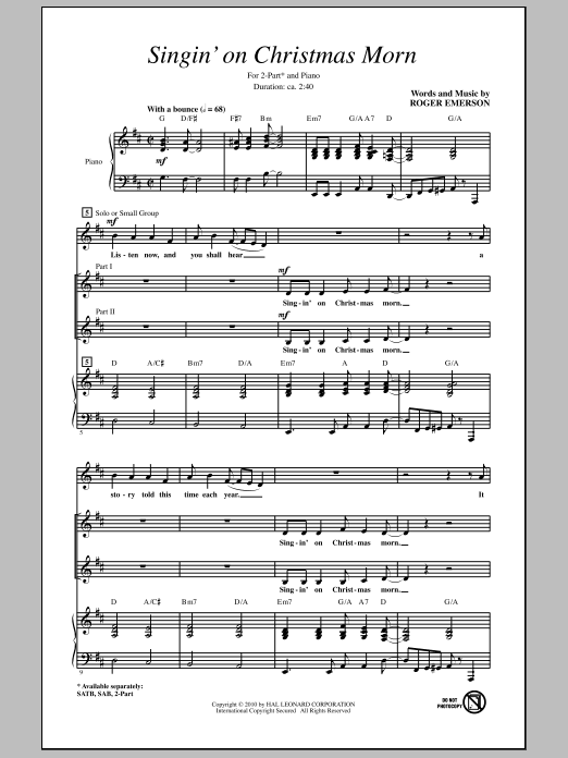 Singin' On Christmas Morn (2-Part Choir) von Roger Emerson