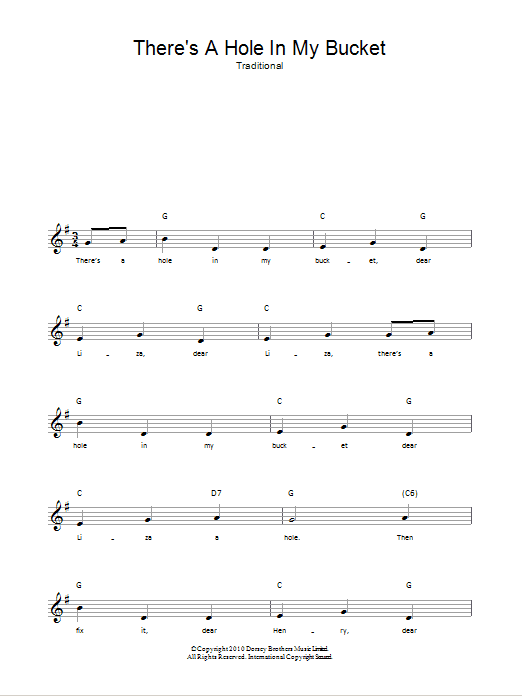 There's A Hole In My Bucket (Lead Sheet / Fake Book) von Traditional