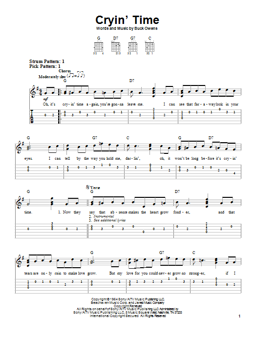Cryin' Time (Easy Guitar Tab) von Buck Owens