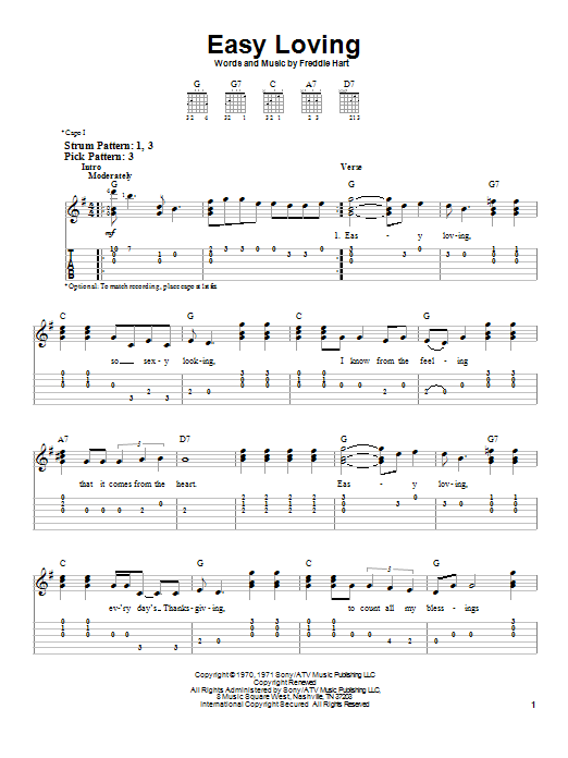 Easy Loving (Easy Guitar Tab) von Freddie Hart