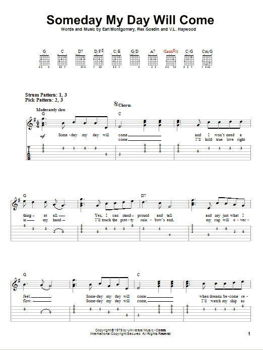 Someday My Day Will Come (Easy Guitar Tab) von George Jones