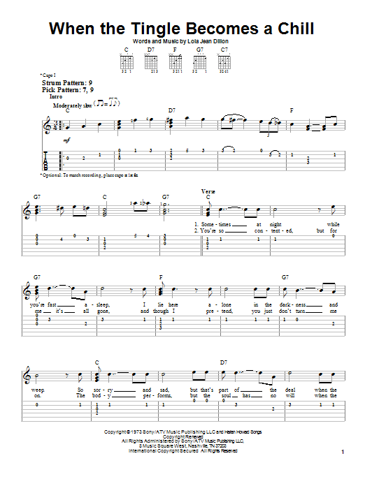 When The Tingle Becomes A Chill (Easy Guitar Tab) von Loretta Lynn