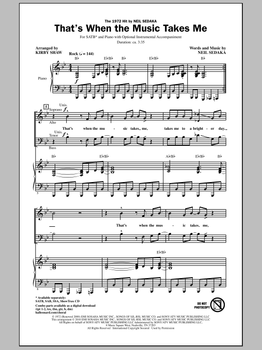 That's When The Music Takes Me (SATB Choir) von Kirby Shaw