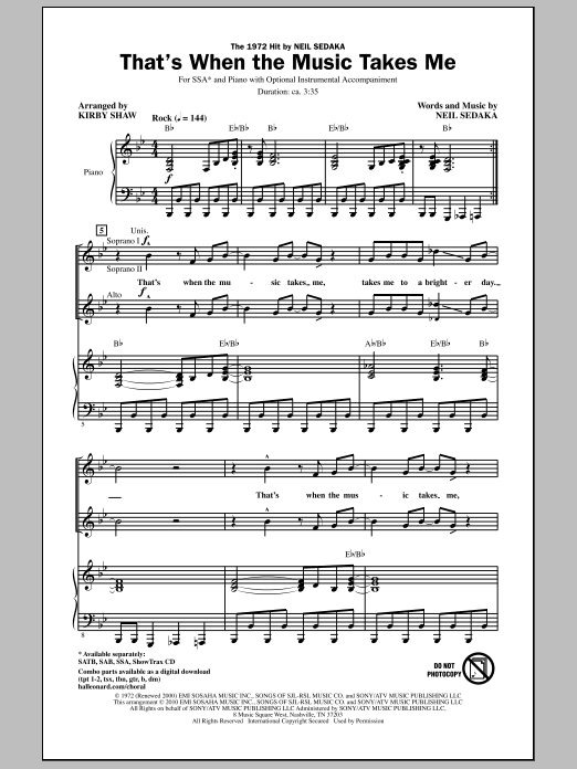 That's When The Music Takes Me (SSA Choir) von Kirby Shaw
