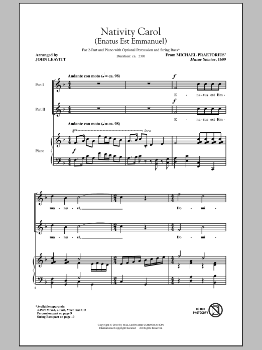 Nativity Carol (Enatus Est Emmanuel) (2-Part Choir) von John Leavitt