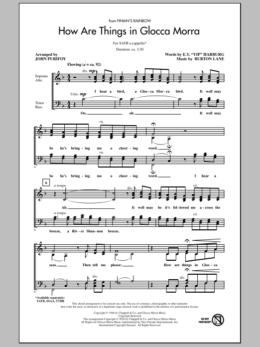 How Are Things In Glocca Morra (SATB Choir) von John Purifoy