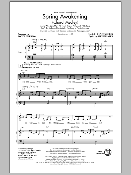 Spring Awakening (Choral Medley) (SAB Choir) von Roger Emerson