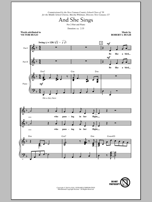 And She Sings (2-Part Choir) von Robert Hugh