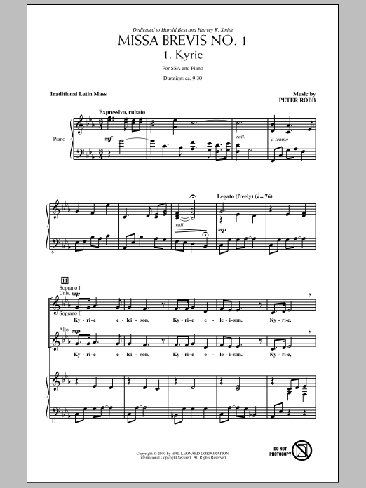 Missa Brevis No. 1 (SSA Choir) von Peter Robb