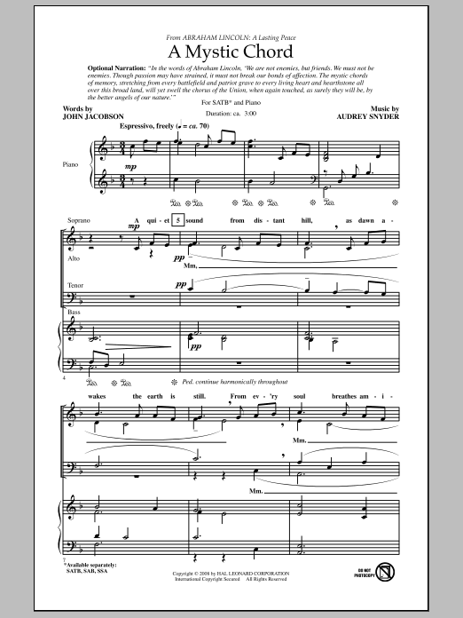 A Mystic Chord (SATB Choir) von Audrey Snyder
