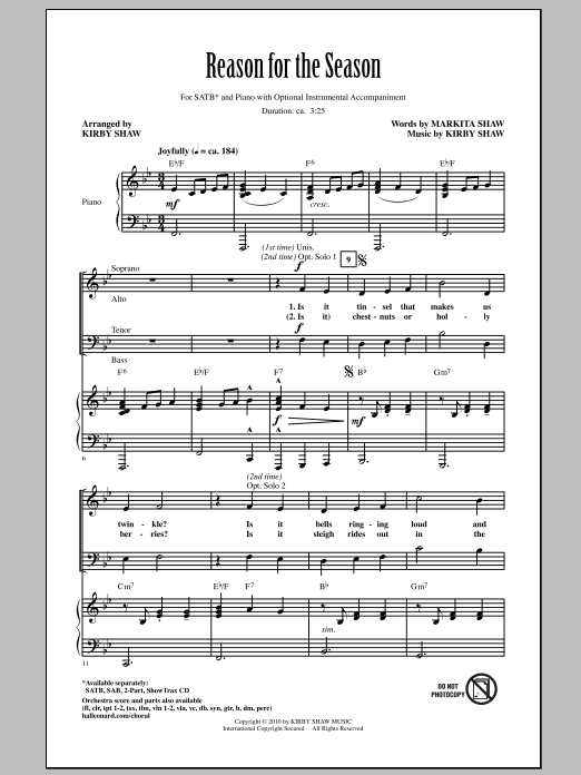 Reason For The Season (SATB Choir) von Kirby Shaw