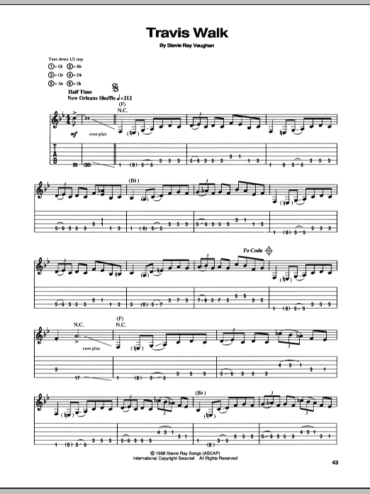 Travis Walk (Guitar Tab) von Stevie Ray Vaughan