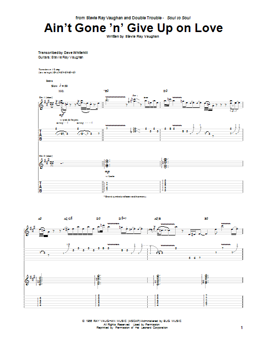 Ain't Gone 'n' Give Up On Love (Guitar Tab) von Stevie Ray Vaughan