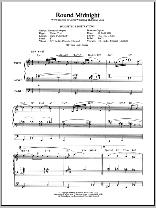 'Round Midnight (Organ) von Thelonious Monk