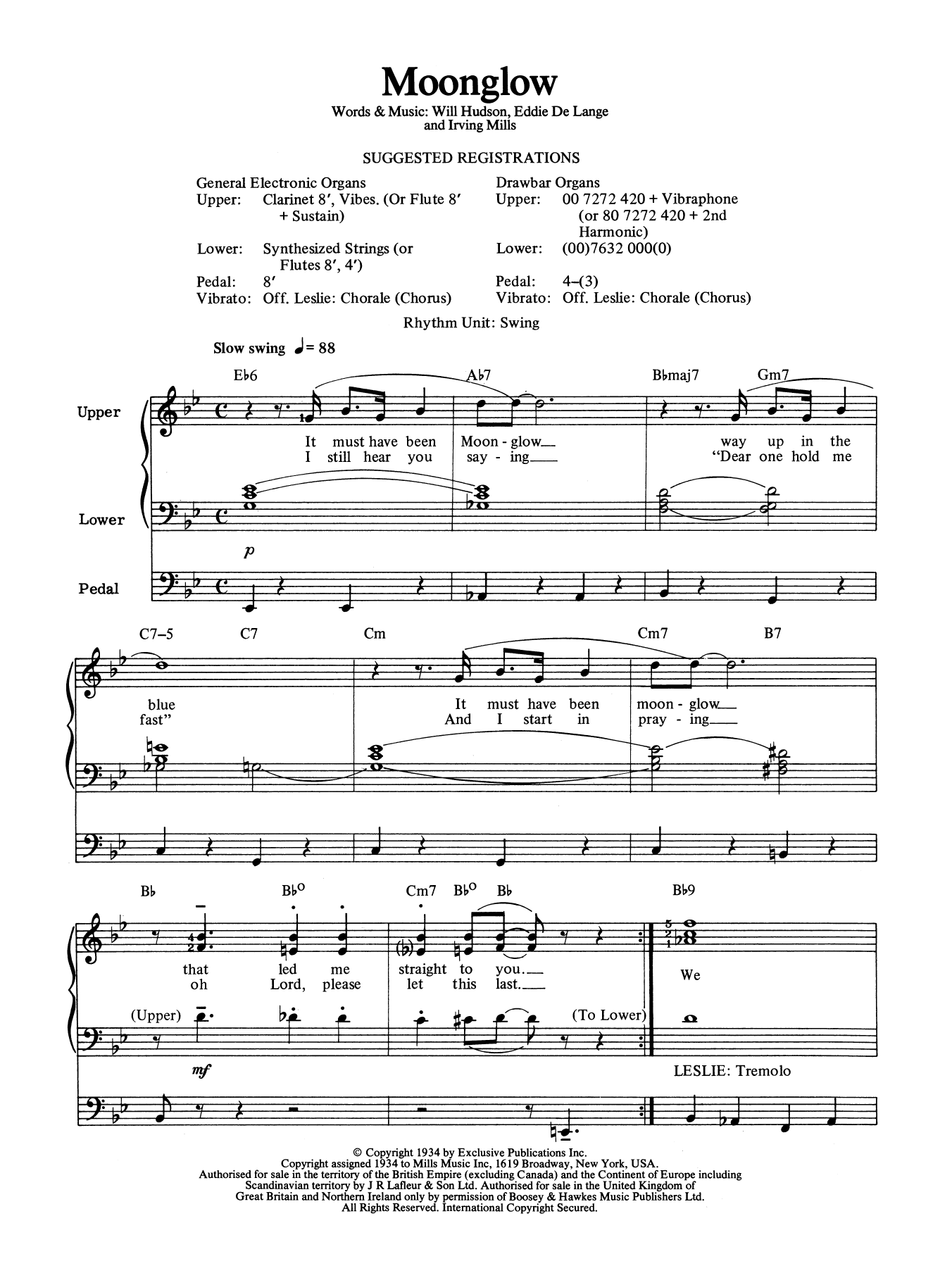 Moonglow (Organ) von Irving Mills