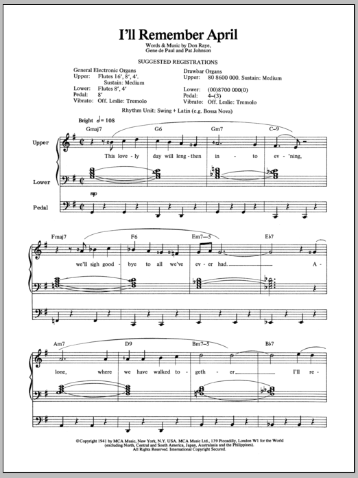 I'll Remember April (Organ) von Woody Herman