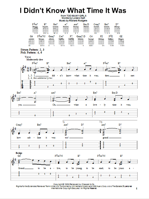 I Didn't Know What Time It Was (Easy Guitar Tab) von Rodgers & Hart