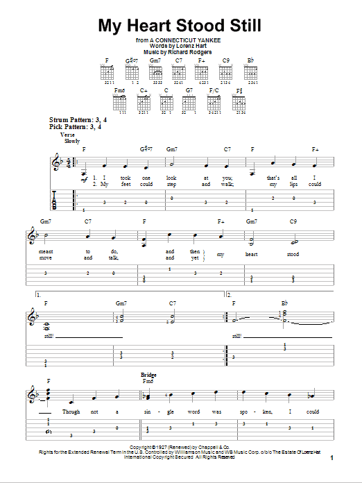 My Heart Stood Still (Easy Guitar Tab) von Rodgers & Hart