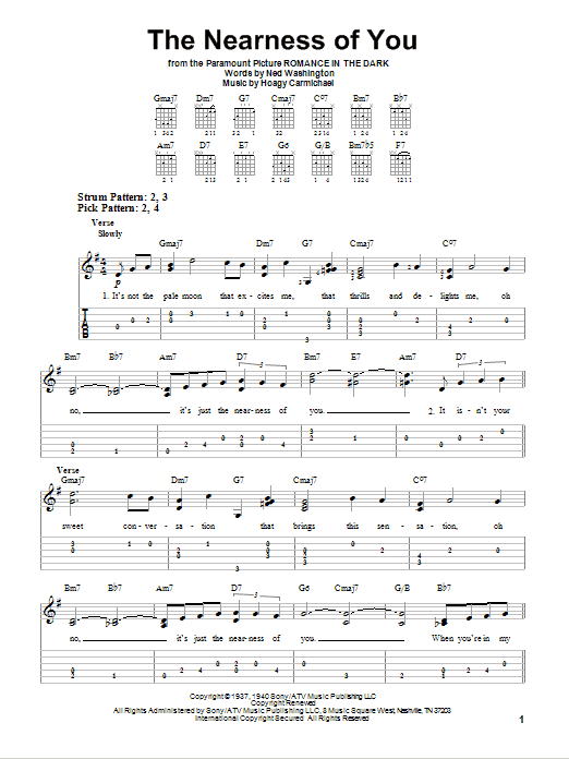 The Nearness Of You (Easy Guitar Tab) von Hoagy Carmichael