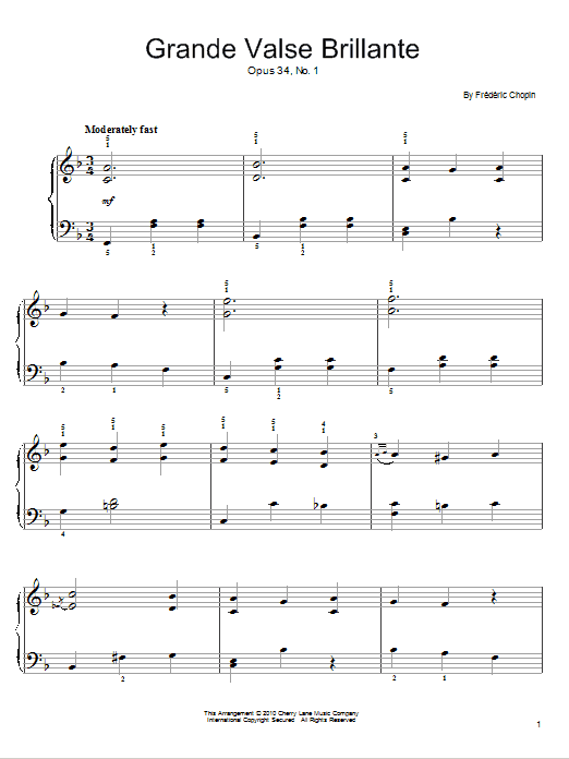 Grande Valse Brillante In A Minor, Op. 34, No. 1 (Easy Piano) von Frederic Chopin