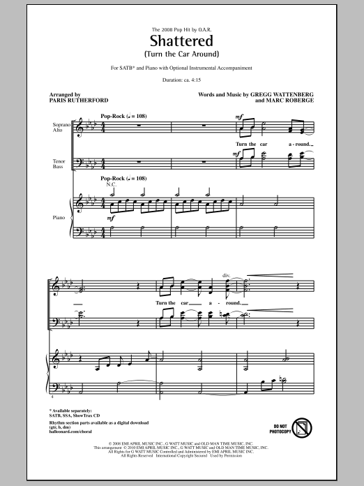 Shattered (Turn The Car Around) (SATB Choir) von Paris Rutherford