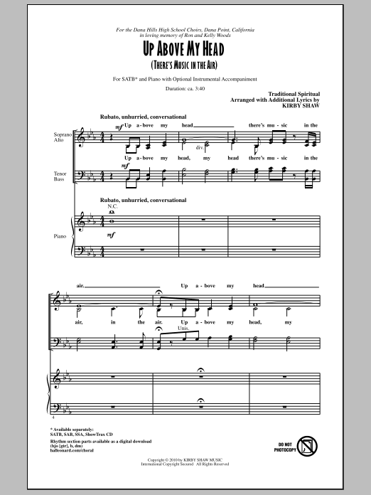 Up Above My Head (There's Music In The Air) (SATB Choir) von Kirby Shaw