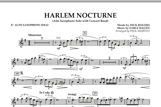 Harlem Nocturne (Alto Sax Solo with Band) - Eb Alto Saxophone Solo (Concert Band) von Paul Murtha