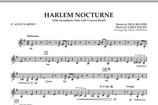 Harlem Nocturne (Alto Sax Solo with Band) - Eb Alto Clarinet (Concert Band) von Paul Murtha