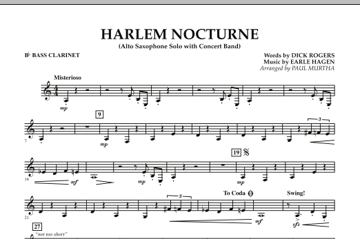 Harlem Nocturne (Alto Sax Solo with Band) - Bb Bass Clarinet (Concert Band) von Paul Murtha