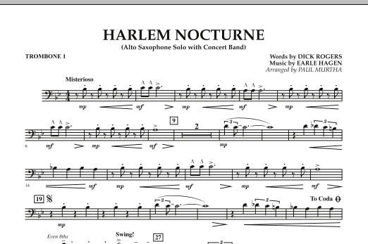 Harlem Nocturne (Alto Sax Solo with Band) - Trombone 1 (Concert Band) von Paul Murtha
